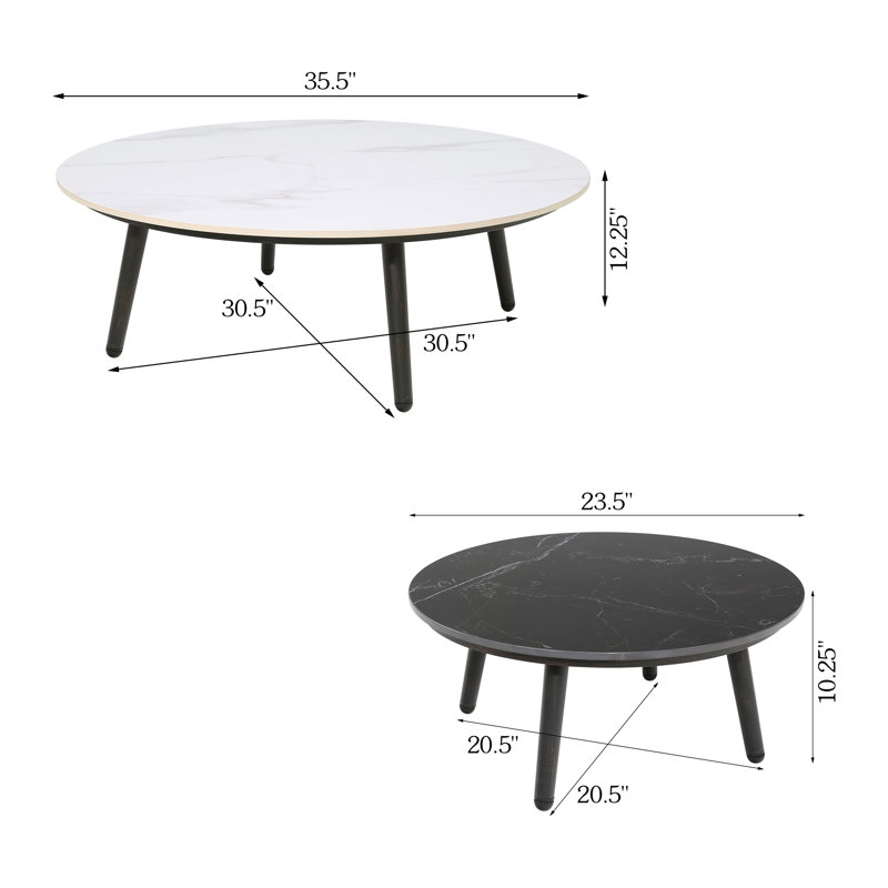 2 Piece Aluminum Patio Table Set With Sintered Stone Tabletop