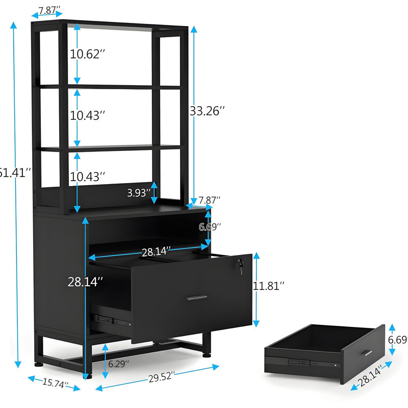 Spacious Filing Cabinet,Height File Cabinet,Stable Cabinet With Open Bookcase