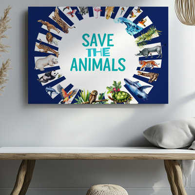 Canvas A Vibrant And Colorful Illustration Bursts With Life Featuring A Wall Art Diverse Array Of Meticulously Detailed Animals Canvas Wall Art