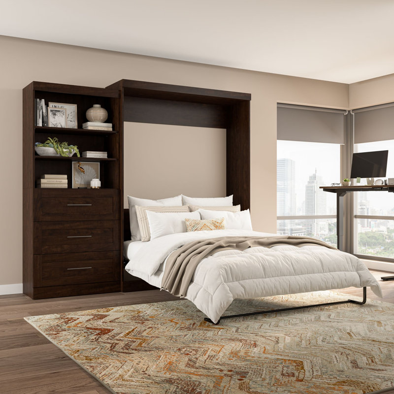 Arlex Storage Murphy Bed, Chocolate, Queen