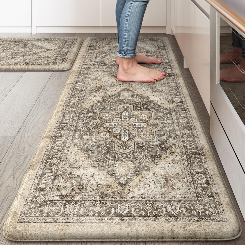 Ensemble de 2 tapis de sol antidérapants et imperméables, Brun foncé
