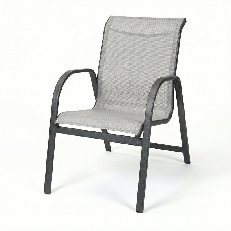 Windward Outdoor Ocean Breeze Arm Chair, Dove Gray Sling/Matte Black