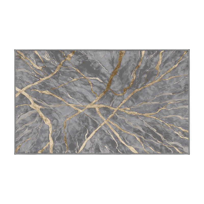 Machine Washable Gray Area Rug, Runner 2' x 4'