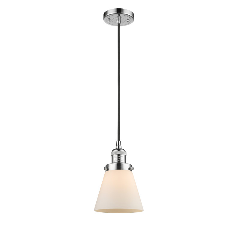 Luminaire suspendu 1 lumière à cône simple Whitman, Grainé, DEL