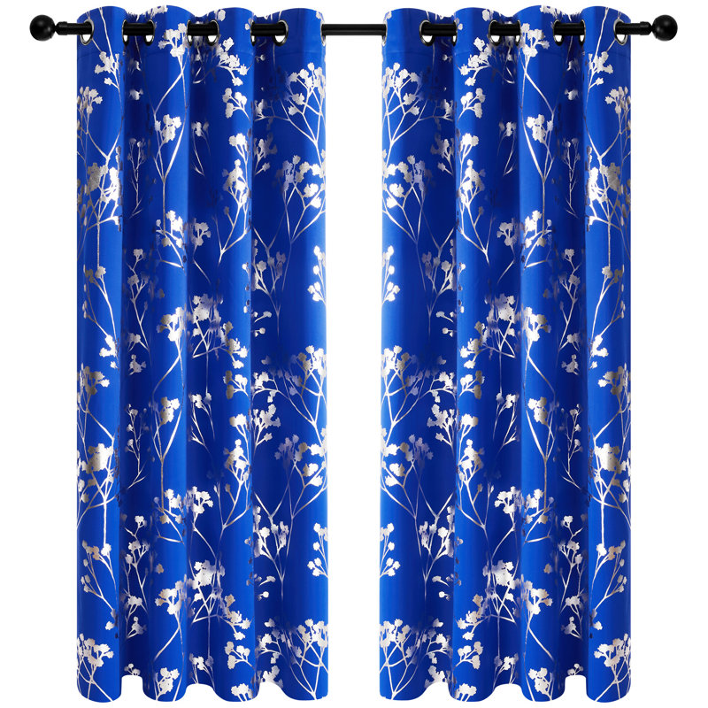 Caitlyn Blackout Curtain Pair, 46cm Width x 138cm Drop, Royal Blue