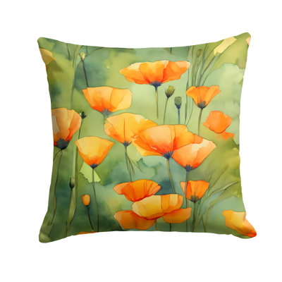California California Poppies in Watercolor Throw Pillow