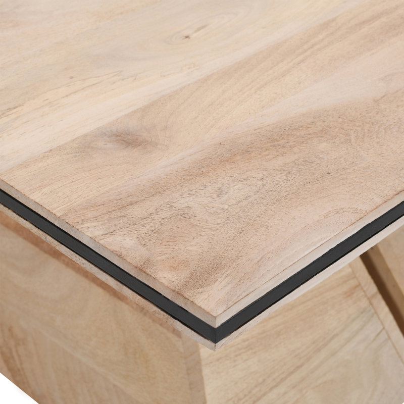 Table basse de 34 pouces, 2 pièces fabriquées à la main avec base en forme de sablier