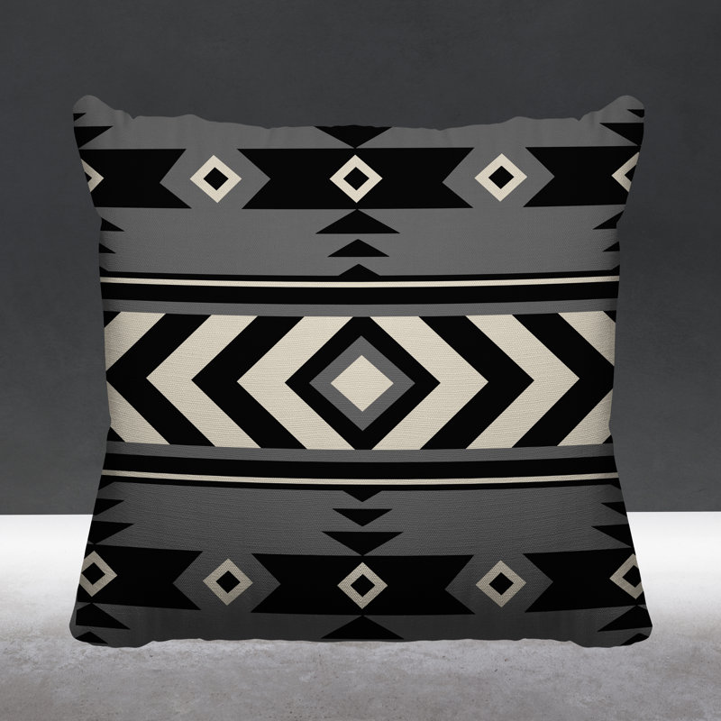 Coussin intérieur / extérieur Fika Southwestern, L 19 po x H 19 po, gris
