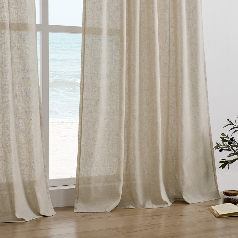  Paire de rideaux semi-transparents avec pattes Draycott, Angora, L 52 po x L 72 po