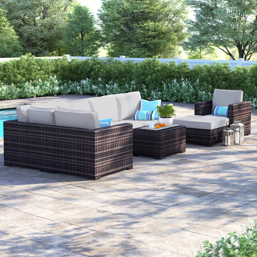 Kirkby Wicker Fully Assembled 6 - Person Seating Group with Cushions Ebern Designs Frame 