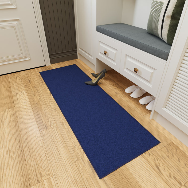 Ottohome Navy Runner Rug, Runner 1'8" x 4'11", Navy