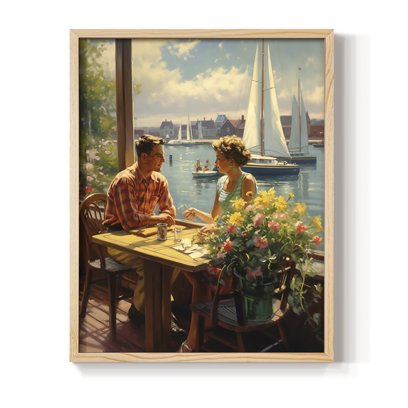 «NAUTICAL Series», reproduction encadrée en bois massif, Naturel, H 21 po x l 17 po