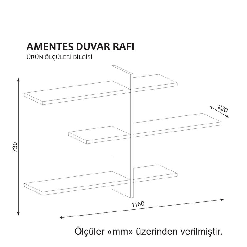 Tablette décorative 3 pièces avec tablettes réglables Wadley