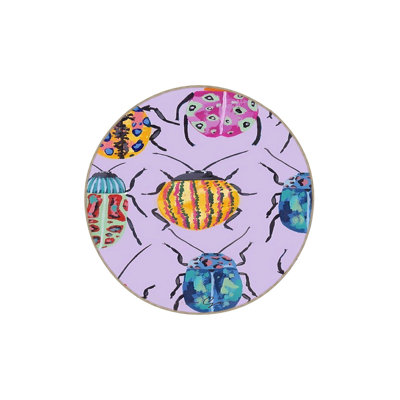 Pink Color Themed Spider Animal Patterned Woven Base Machine Washable Rug