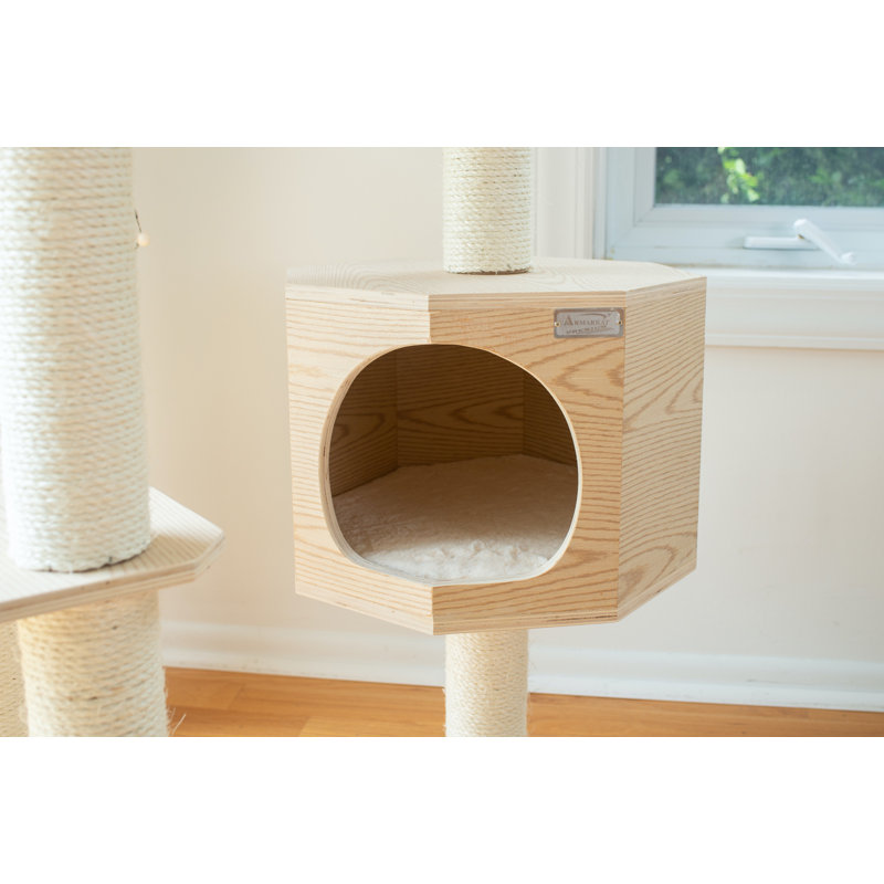 Natural Wood and Sisal Multi-Level Cat Tree Tower