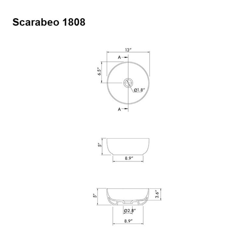 Scarabeo By Nameeks 13'' Glossy White Ceramic Circular Bathroom Sink