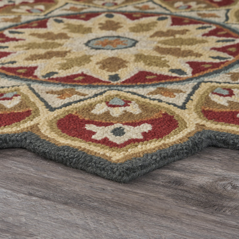 Xenia  Hand Tufted Wool Floral Indoor Rug, Round 4'