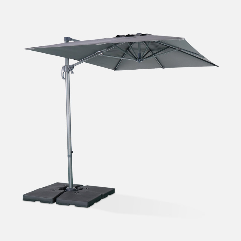 2m x 3m Rectangular Parasol, Grey