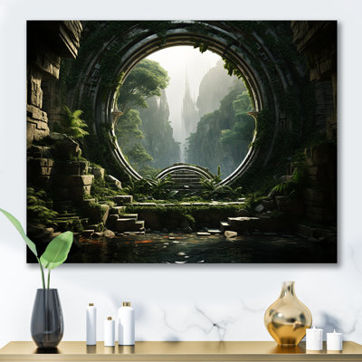 Portail surréaliste galaxie paysage VI - surréalisme, art mural