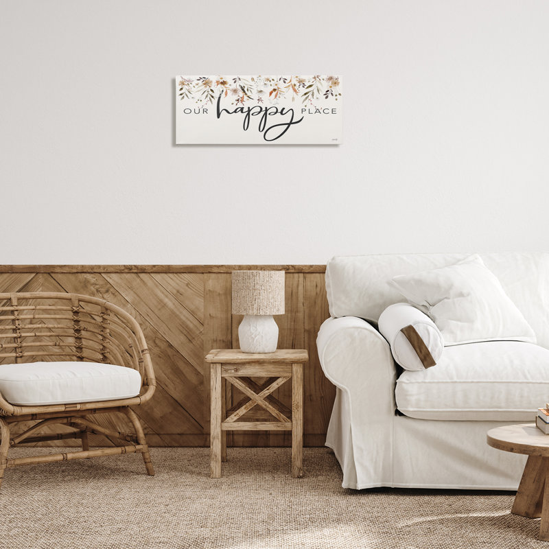 «Our Happy Place Florals», art mural sur toile par Marla Rae, H 10 po x l 24 po