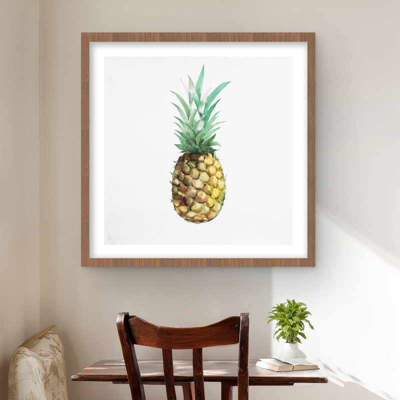 Watercolor Pineapple - Reproduction matte encadrée pour décor de cuisine