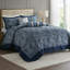 Ensemble de couvre-lit 5 pièces en jacquard avec coussins décoratifs bleu marine-136170101-136170100