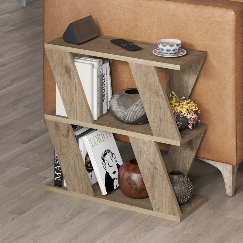 Adriana Side Table Modern Compact Design for Living Room & Bedroom, Mocha