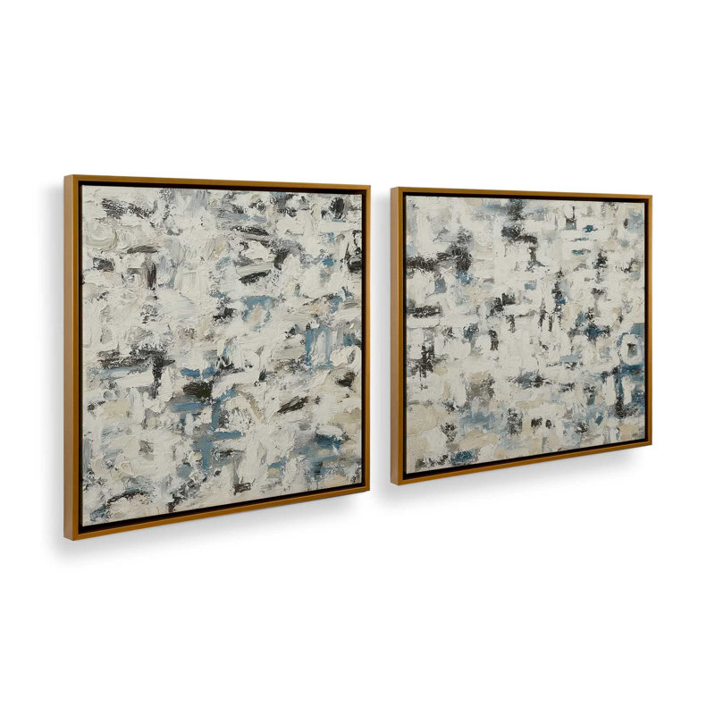 Ensemble de 2 imprimés Whispered Layers, 12 po x 12 po, Cadre flottant doré poli