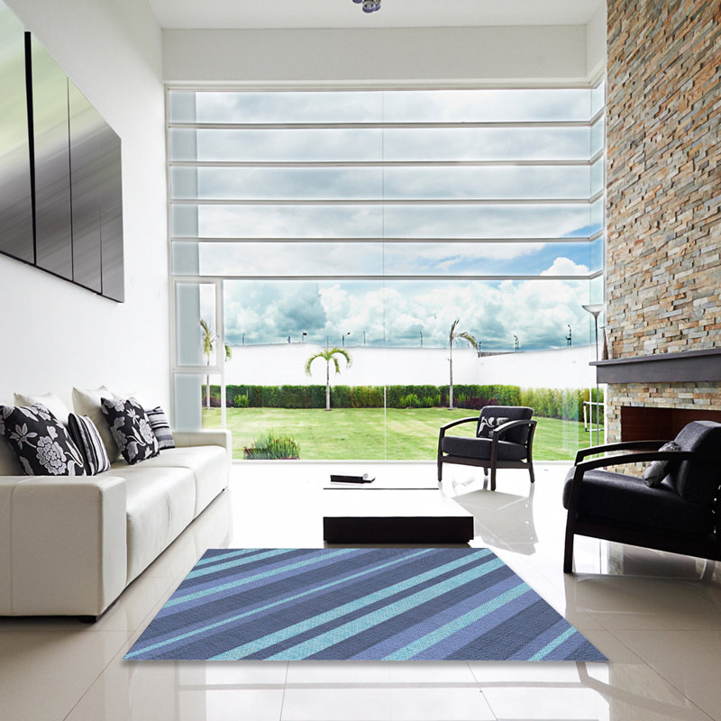 Tapis de zone bleue à motifs, Carré 3 pi