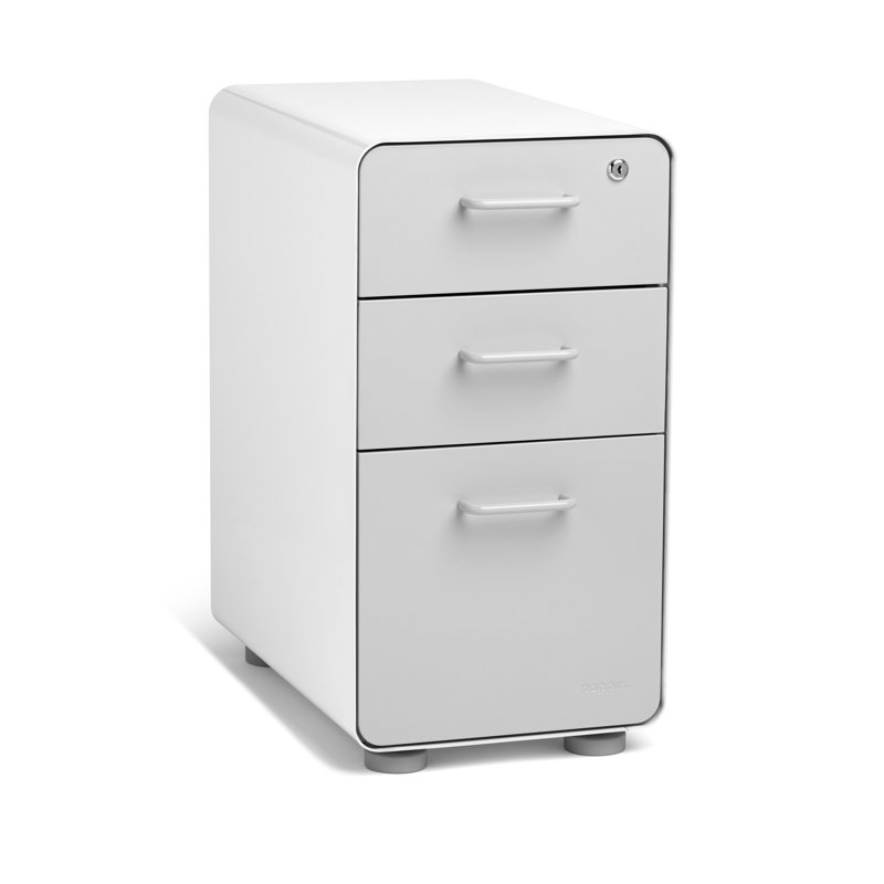  Stow Slim 3-Drawer Cabinet, Without Caster, Light Gray/White, Without Caster