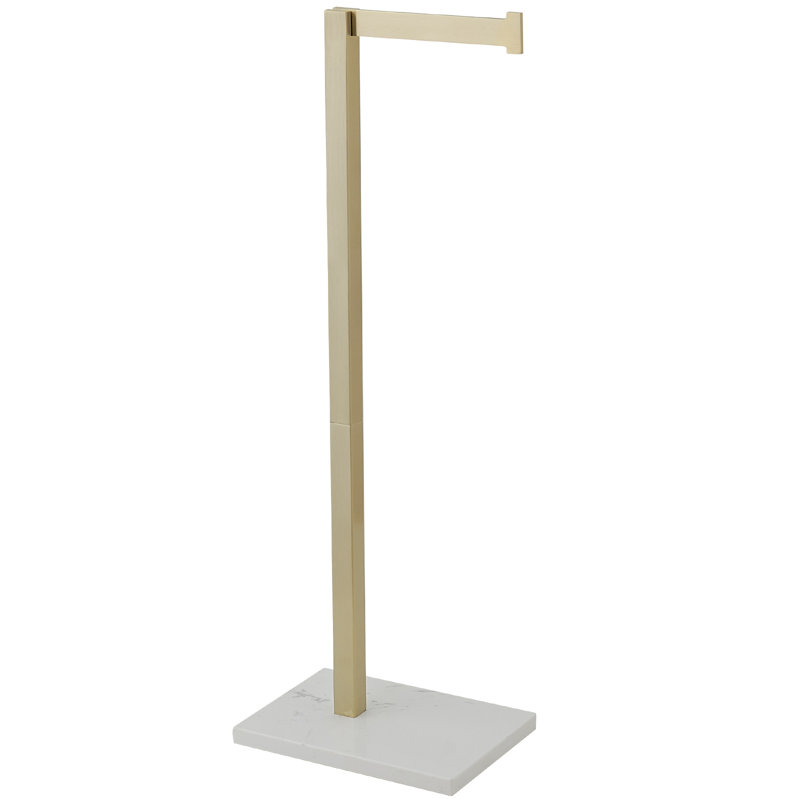 Free Standing Toilet Paper Holder with Weighted Base, Brushed Gold