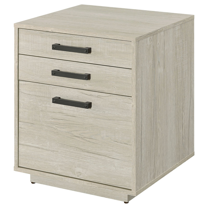 Autoportant, 3 tiroirs, classeur pour bureau personnel, finition gris délavé blanc, accoudoirs, design, esthétique contemporaine, base contemporaine, 4 tiroirs, fabrication