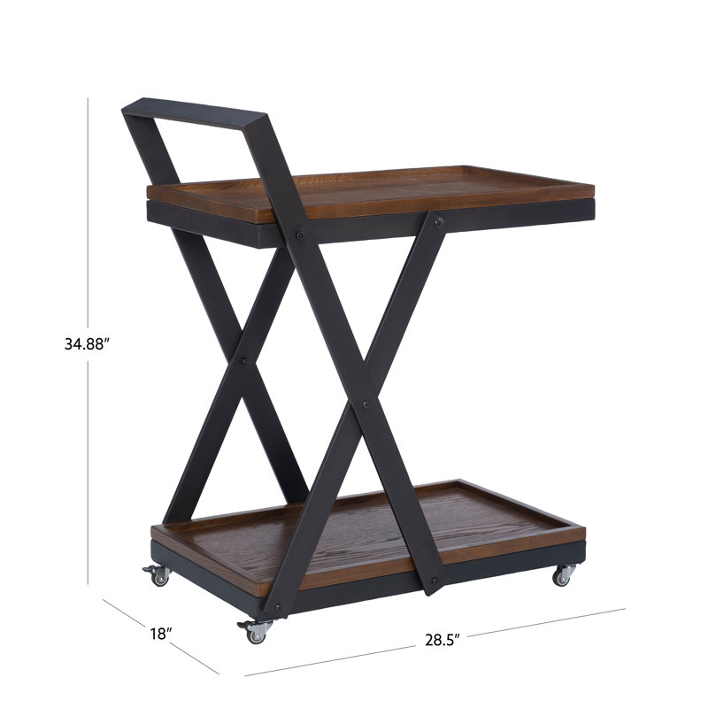 Rustic Multi-Tray Bar Cart, Brown
