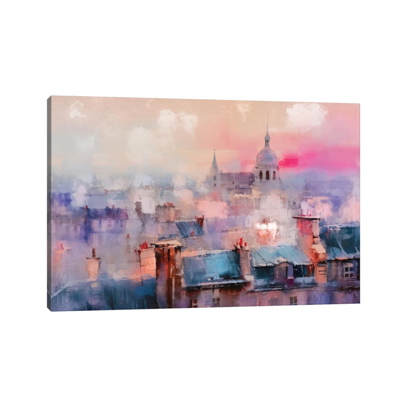 Paris, toit supérieur, impression d'art mural, H 12 po x l 18 po, Toile tendue, Ne s’applique pas