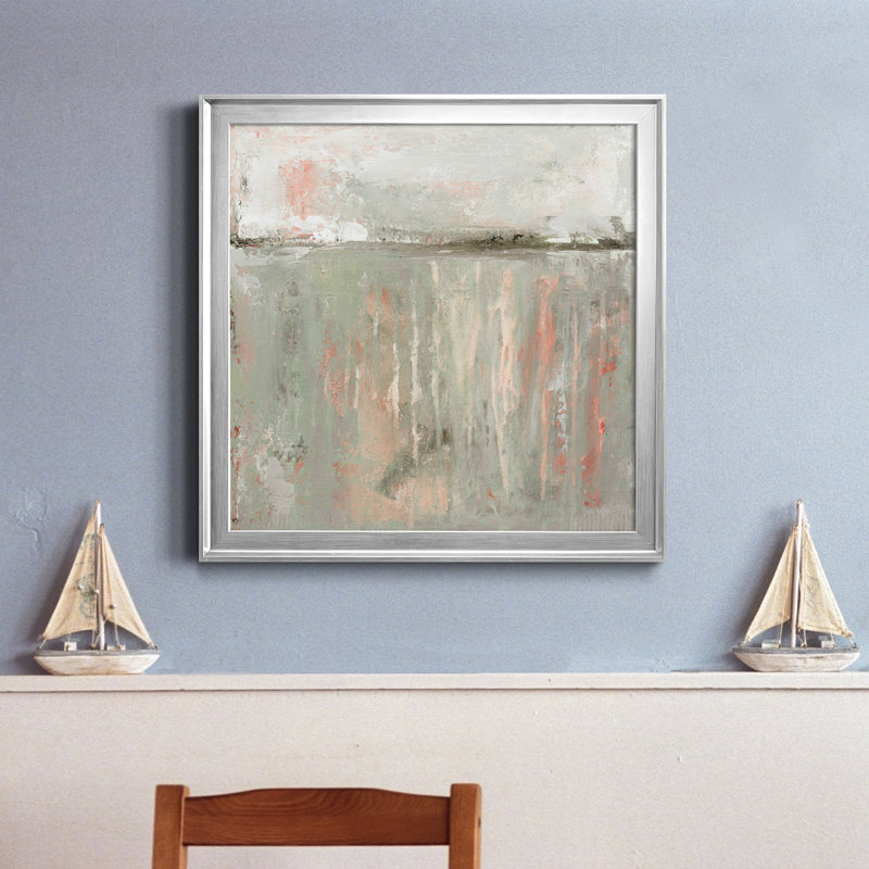Softer Days - Peinture sur toile encadrée, H 34,5 po x l 34,5 po x P 1,5 po, Cadre argenté