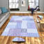 Tapis bleu / mauve / gris en polyester à motif abstrait tissé à plat 4 pi 7 po x 7 pi 3 po Aagat
