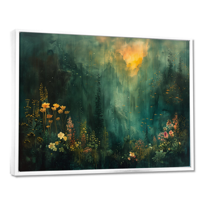 Forêt verte «Enchantment Forest», impressions encadrées, H 34 po x l 44 po, Toile avec cadre photo, Blanc