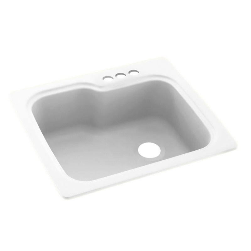 25'' L Mounting / Installation Required Single Bowl Solid Surface Kitchen Sink, White, 3 Hole