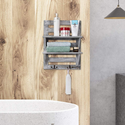 2 Piece Floating Shelf with Towel Bar