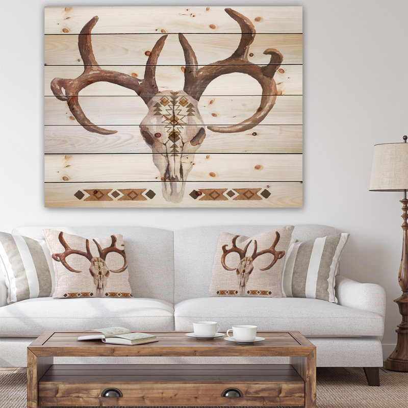 « real cerf antler », impression, H 36 po x l 46 po x P 1,5 po, Bois