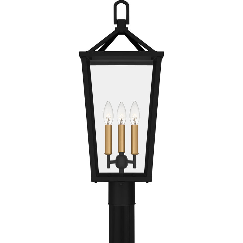 Gamlet 3-Light Matte Black Outdoor Post Lantern