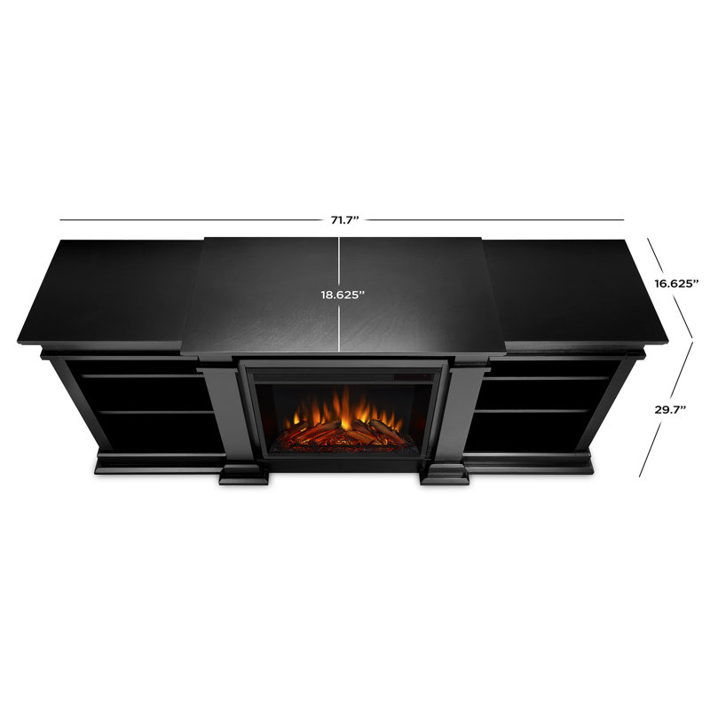 Fresno TV Stand with Fireplace, Black