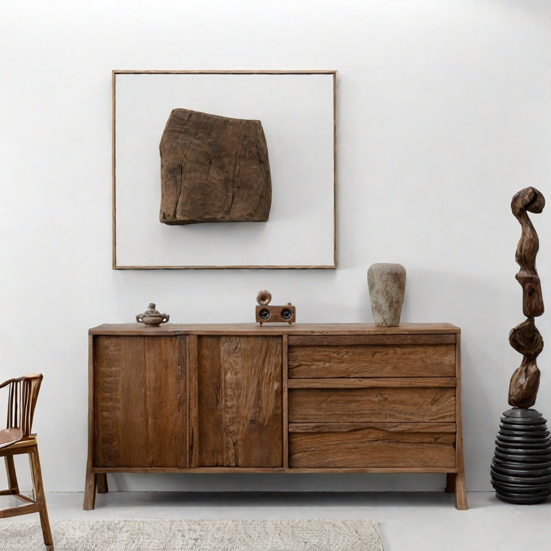 Weathered Solid Wood Accent Cabinet