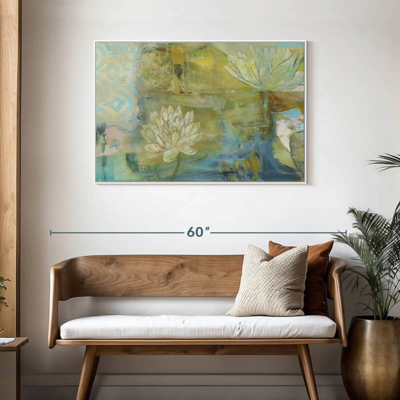Lotus Dream, Cadre flottant blanc, 43 po x 29 po