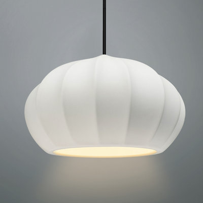 Radiance - Oval Fluted 1-Light Pendant - Bisque - Matte Black - Dedicated LED - Black Cord