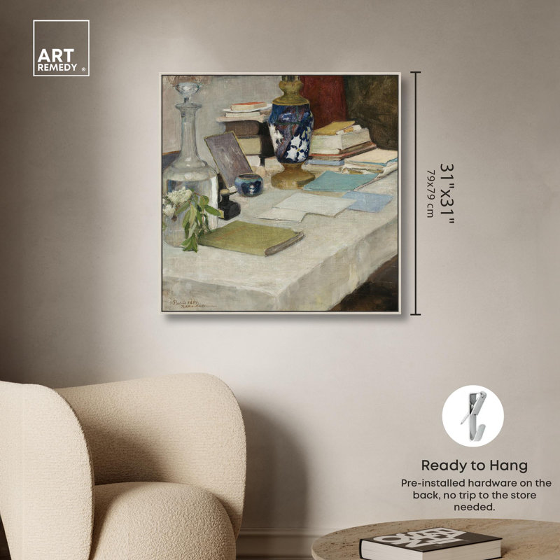 Nature morte 1894, art mural paysage côtier par Art Remedy, Cadre argenté, H 41 po x l 41 po