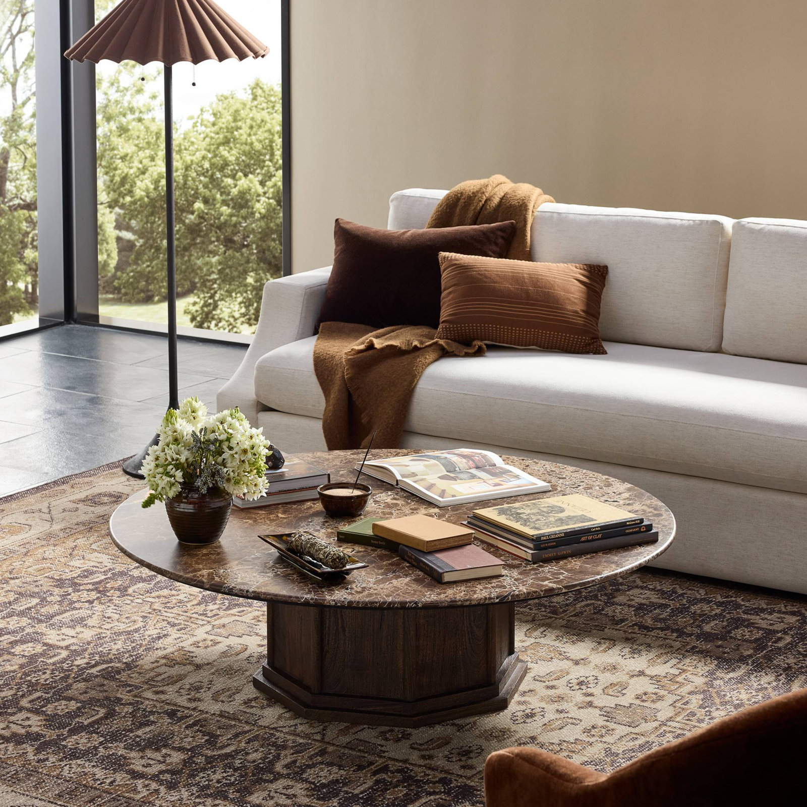 Agatha 50" Genuine Marble Coffee Table