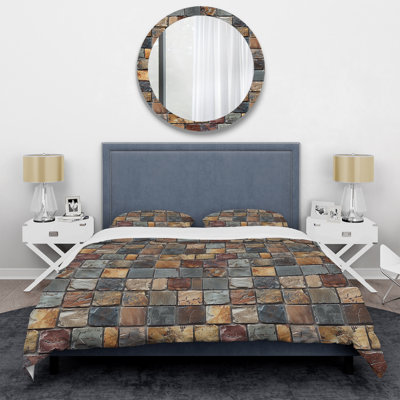 Ensemble de housse de couette moderne Brown Mosaic Tiles III