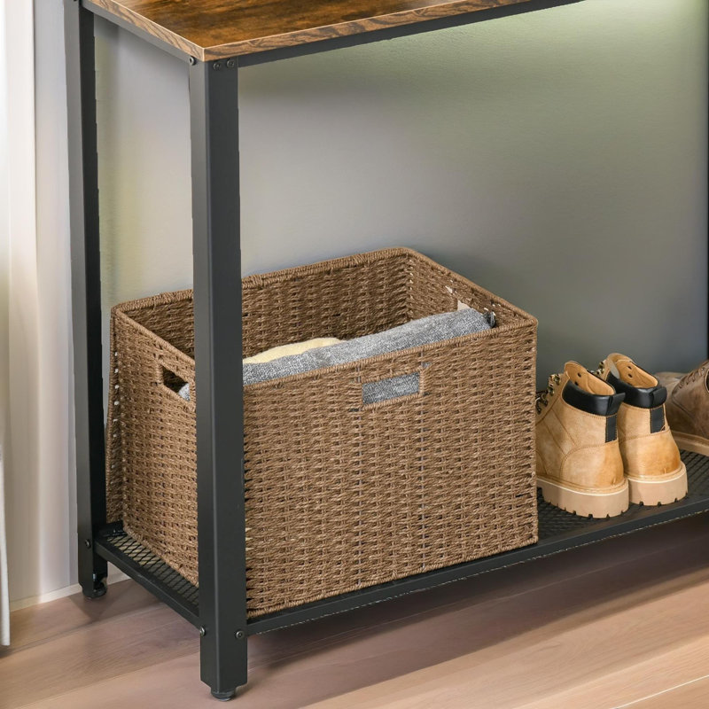 Latisha 95.6" Slim Console Table With 2 Shelves Industrial Hallway Entryway Furniture