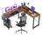 Desk and Chair Set: L-Shaped Computer Desk and Mesh Office Chair-288992187